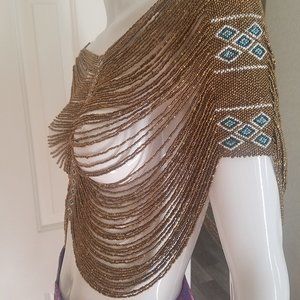 Beaded Bronze/Gold Shawl Top